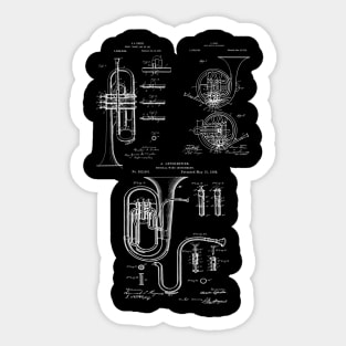 Brass Musical Instruments Patent Blueprints Sticker